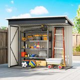 Outsunny 7.5 x 4.3ft Galvanised Metal Garden Shed with 3 Lockable Doors and Vents, Dark Grey