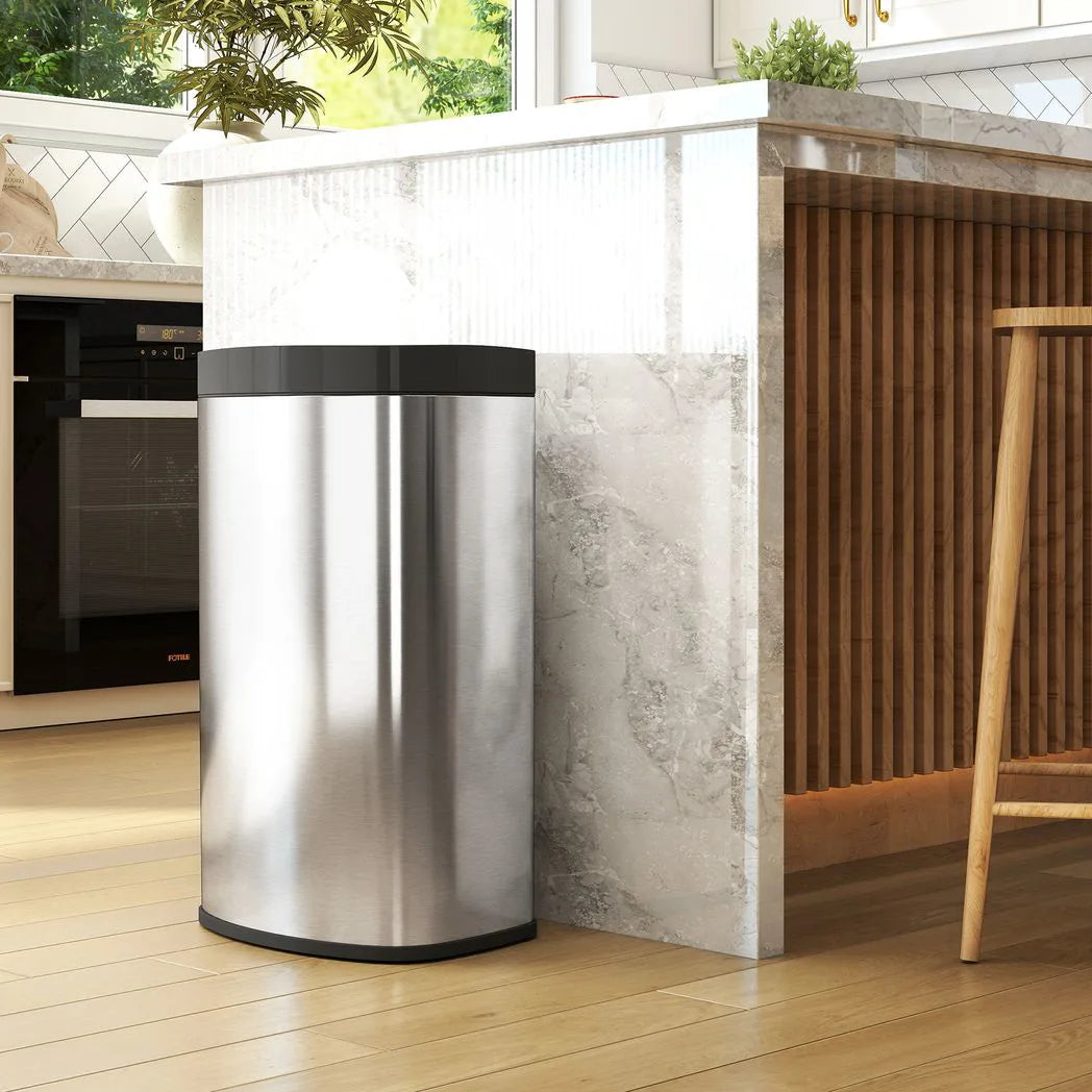 HOMCOM 55L Automatic Sensor Bin with Soft-Close Lid – Touchless Fingerprint-Resistant Kitchen Bin, Stainless Steel