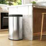 HOMCOM 55L Automatic Sensor Bin with Soft-Close Lid – Touchless Fingerprint-Resistant Kitchen Bin, Stainless Steel