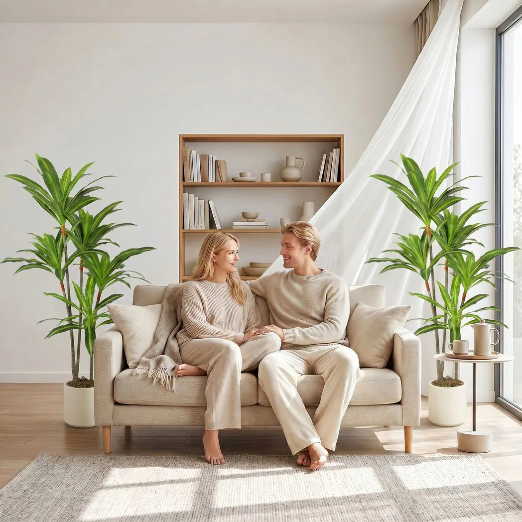 HOMCOM 150cm Lifelike Artificial Dracaena Tree with Bendable Trunks – Zero-Maintenance Fake Plant, Green