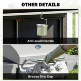 Outsunny 4 Burner Gas BBQ Grill with Side Burner, Lid & Built-in Thermometer – Portable Steel Propane Barbecue on Wheels