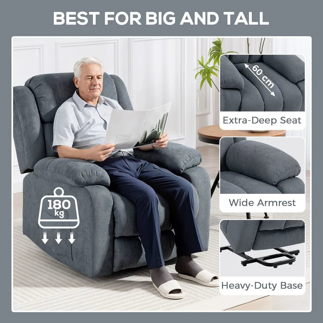 HOMCOM Power Lift Recliner Chair with Vibration Massage, Footrest and Remote – Electric Riser Chair, Grey