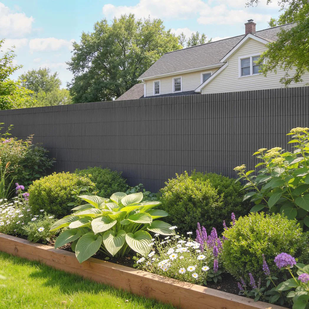 Outsunny Garden Privacy Screen Fence, 2 Pack – 1m x 5m Waterproof Windbreak, Dark Grey