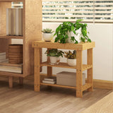 HOMCOM 2-Tier Bamboo Shoe Storage Bench – Slatted Shelves, Natural Finish