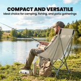 Outsunny Heavy Duty Folding Camping Chair with Side Pocket and Carry Bag, 120kg – Moon Chair, Khaki