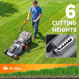 Outsunny 18V Cordless Lawnmower with 2 x 4Ah Batteries, 34cm Cutting Width, 35L Grass Bag & Mulching