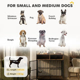 PawHut Dog Crate Furniture with Rotatable Feeding Station and Shelves – Indoor End Table Kennel, Brown