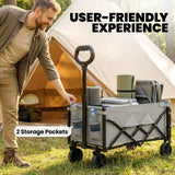 Outsunny 60L Foldable Festival Trolley with Drop-Down Tailgate – Collapsible Camping Wagon Cart, Grey