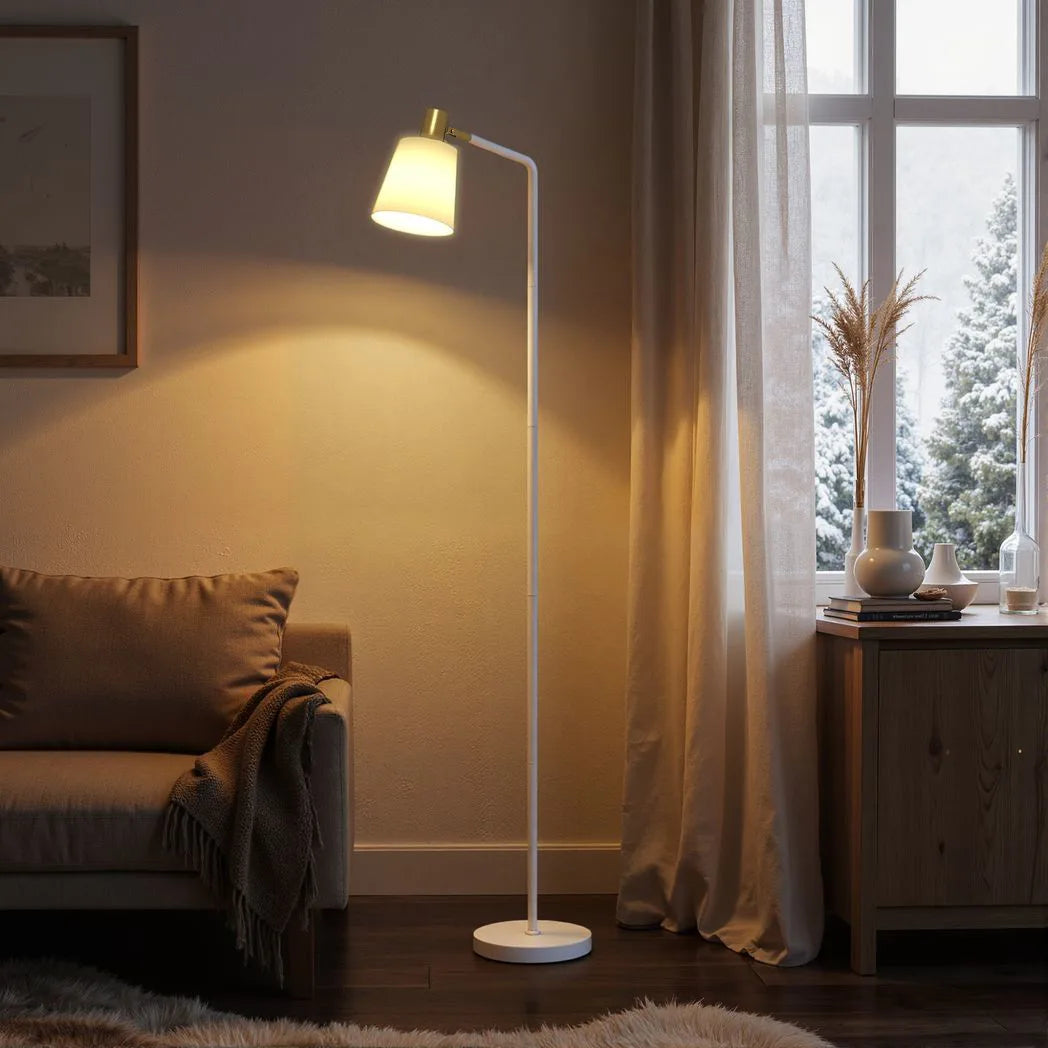 HOMCOM Modern Floor Lamp with Rotatable Head – White