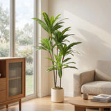 HOMCOM 150 cm Artificial Dracaena Tree with Bendable Trunks and White Pot – Lifelike Fake Plant, Green