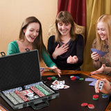 SPORTNOW 400-Piece Poker Chip Set with ABS Case, Mat, Cards & Dice – Texas Hold'em Casino Game Night Set, Grey