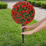 HOMCOM Artificial Rose Topiary UV Resistant, 2-Pack Fake Plants, 55 cm, Red