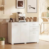 HOMCOM Modern Sideboard with 2 Drawers, 3 Doors and Adjustable Shelves – Kitchen and Dining Storage Cabinet, White