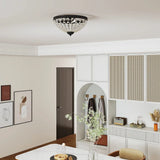 HOMCOM Vintage 2-Light Crystal Chandelier Flush Mount Ceiling Light with 168 Octagonal Beads – Black