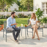 Outsunny 3 Piece Rattan Bistro Set with 2 Chairs and Round Coffee Table, Dark Grey