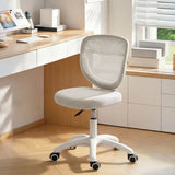 HOMCOM Armless Mesh Office Chair with Adjustable Height & Swivel Wheels – Compact Computer Desk Chair, Grey