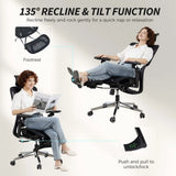 HOMCOM High Back Ergonomic Office Chair with 6D Armrests, Lumbar Support & 135° Recline, Mesh, Black