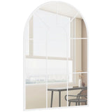 HOMCOM 90 X 61cm Arched Grid Mirror – White