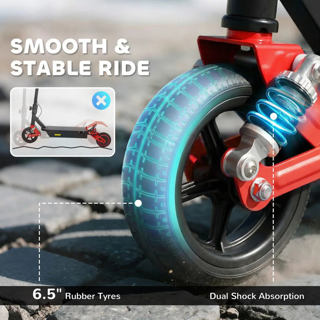 AIYAPLAY Foldable Kids Electric Scooter with LCD Display and Dual Shock Absorption – 15 km/h, Ages 6–14, Red