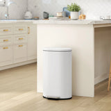 HOMCOM 30L Curved Pedal Kitchen Bin with Soft-Close Lid and Removable Bucket – Slim Waste Bin, Cream