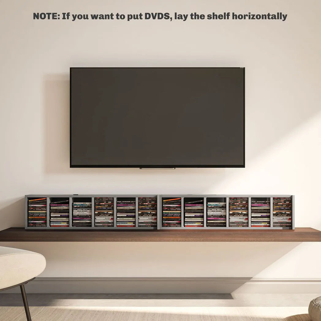 HOMCOM Set of 2 CD Media Tower Shelf Units with Adjustable Shelves, 204 CD Capacity – High Gloss Grey