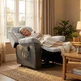 HOMCOM Electric Power Lift Recliner Chair with Footrest, USB Port & Side Pockets – Corduroy Riser Chair for Elderly, Light Grey
