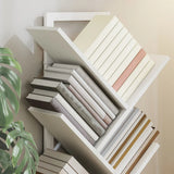 HOMCOM 9-Tier Tree Bookshelf with Steel Frame – Industrial Free Standing Bookcase for Books & Display, White