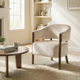 HOMCOM Chenille Accent Tub Chair with Wide Seat and Solid Wood Frame – Comfy Armchair, Beige