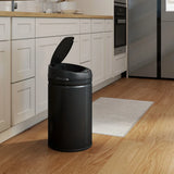 HOMCOM 30L Stainless Steel Sensor Bin with Soft-Close Lid – Touch-Free Kitchen Rubbish Bin, Black