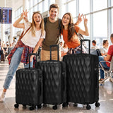 HOMCOM 3-Piece Hard Shell Suitcase Set with TSA Lock & Spinner Wheels – 20/24/28 Inch Carry On & Checked Luggage, Black