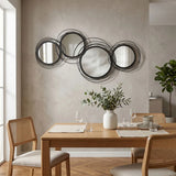 HOMCOM Metal Wall Art 56cm Modern Decorative Mirror Decor for Living Room Bedroom Dining Room, Black