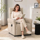 HOMCOM Push Back Recliner Armchair with 8-Point Massage, Lumbar Heat and Adjustable Armrests – Beige