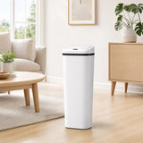 HOMCOM 50L Stainless Steel Sensor Bin with Bag-Fixing Ring – Slim Hands-Free Kitchen Waste Bin, White