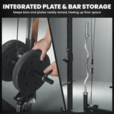 SPORTNOW Cable Crossover Machine with Lat Pull-Down, Pull-Up Station & Barbell Rack – Home Multi Gym