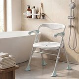HOMCOM Foldable Shower Chair with Flip-Up Armrests, Adjustable Height & Non-Slip Feet, 136 kg