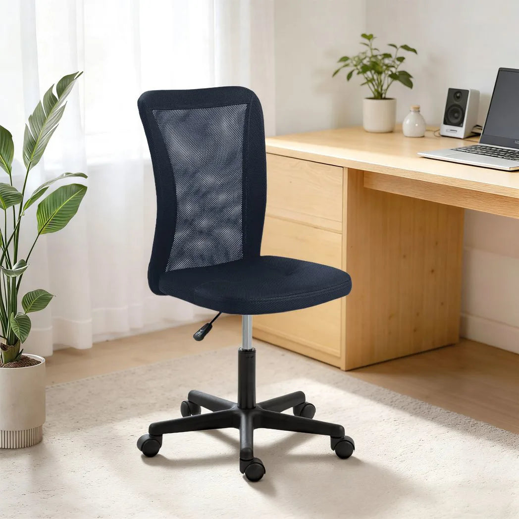 Vinsetto Armless Mesh Office Chair with Adjustable Height and Swivel Wheels – Computer Desk Chair, Dark Grey