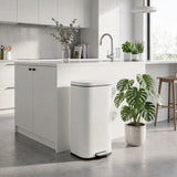 HOMCOM 30L Kitchen Pedal Bin with Soft-Close Lid – Compact Rubbish Bin with Removable Bucket, White