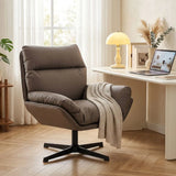 HOMCOM Swivel Accent Chair with Padded Cushion and Steel Frame – 360° Armchair for Living Room, Dark Brown