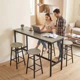 HOMCOM 5 Piece Industrial Bar Table Set with 4 Stools – Powder-Coated Steel Frame Dining Set, Grey Wood Effect