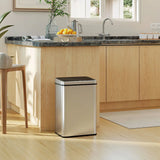 HOMCOM 40L Sensor Bin with Soft-Close Lid – Stainless Steel Touchless Motion Sensor Kitchen Bin, Silver