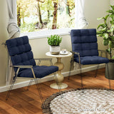 Outsunny Set of 2 Tufted Garden Chair Cushions with Backrest and Ties, Dark Blue