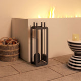 Outsunny 5-Piece Fireplace Companion Set – Brush, Shovel, Poker, Tongs and Stand, Black Metal