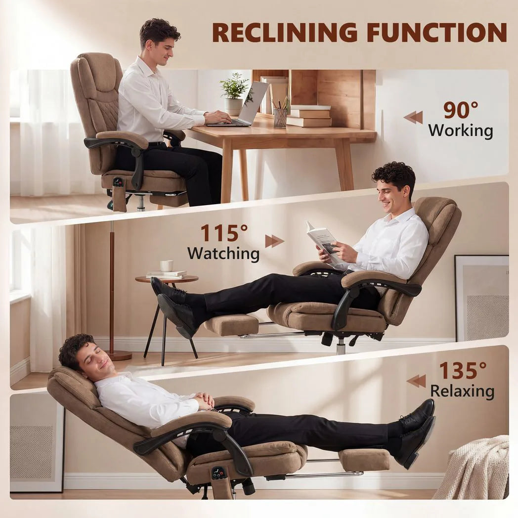 HOMCOM Executive Office Chair with 6-Point Vibration Massage and Heat, High Back, Reclining, Brown
