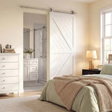 HOMCOM Sliding Door Hardware Kit with 152cm Track, Silent Pulleys & 304 Stainless Steel – Heavy Duty, Silver