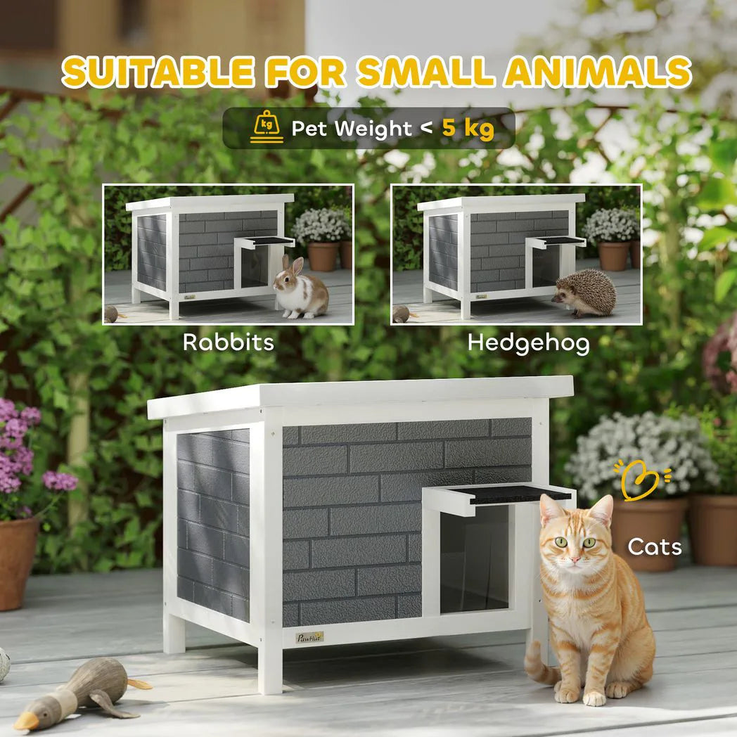PawHut Outdoor Cat House with Insulation and Openable Roof – Weatherproof Shelter for Cats, Grey