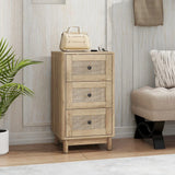 HOMCOM 3 Drawer Chest of Drawers, 40cm Bohemian Rattan Bedroom Dresser with Anti-Tip Kit – Oak