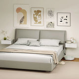 HOMCOM Set of 2 Floating Bedside Tables with High Gloss Finish and Storage Drawer – Wall-Mounted, White