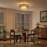 HOMCOM 3-Light Flush Mount Chandelier with Crystal and Smoke Glass – 40 cm Gold Ceiling Light