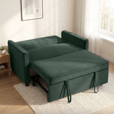 HOMCOM 2 Seater Sofa Bed, 3-in-1 Pull Out Sleeper with Click-Clack Adjustable Backrest, Dark Green