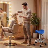 HOMCOM Salon Saddle Stool, Adjustable 51–66cm – Rolling Chair for Massage, Spa, Beauty and Hairdressing, Blue